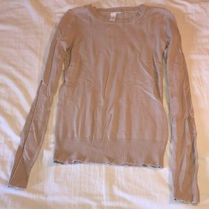 Beige Plain Crew-Neck Sweater